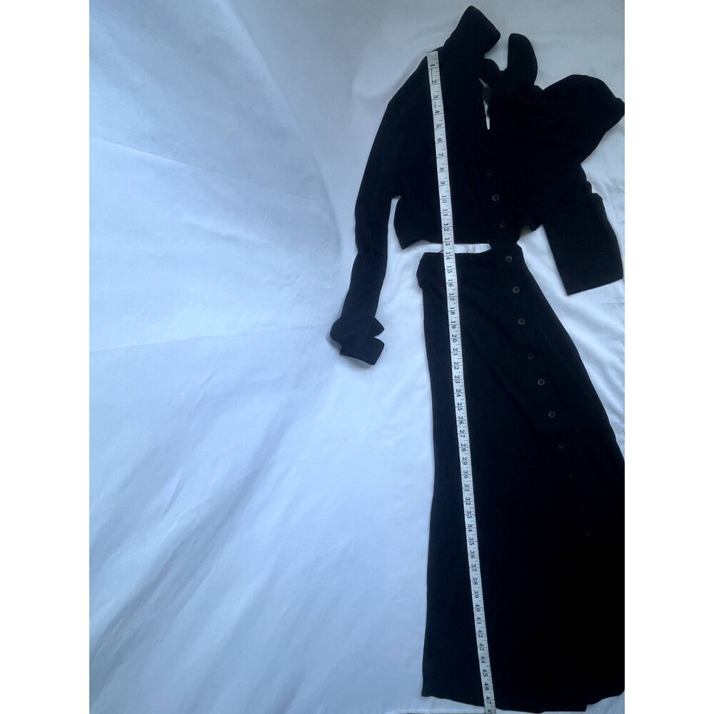 Bobbi Rocco NWT Black Slinky Long Sleeve Midi Dress With Cut Outs LBD Classy L - Picture 12 of 12